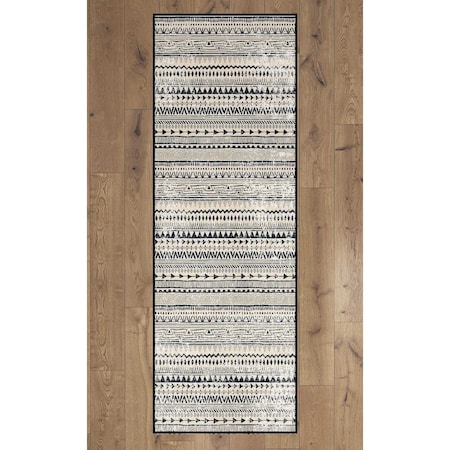 Deerlux Boho Living Room Area Rug with Nonslip Backing, Bohemian Tribal Print Pattern, 2.5 x 6.5 Ft Runner QI003648.R